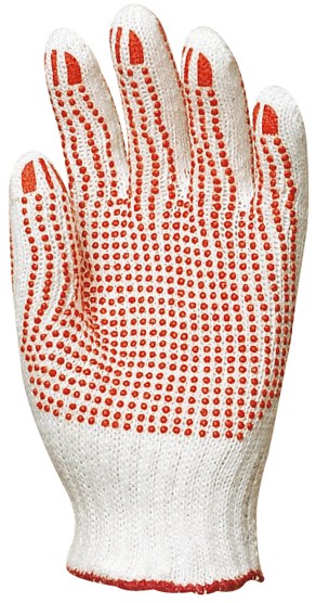 Gant tricoté avec picots rouge sur les 2 faces coton