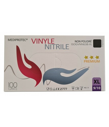 Gant Vinyle Nitrile noir non poudré PREMIUM